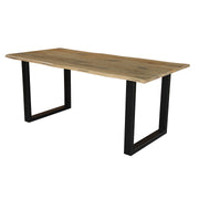GHomeUK Mango Wood Brown Live Edge Dining Table with Black Metal Legs